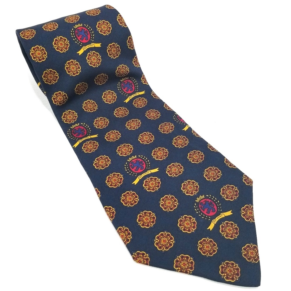 Vintage Tommy Hilfiger Blue Lion Crest Silk Tie